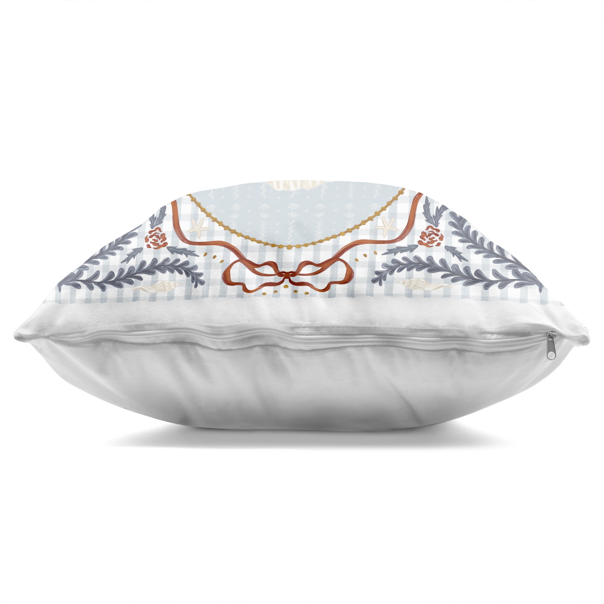 Stupell Industries Shells Portrait on Gingham Decorative Printed Throw Pillow, design by Vero Illustrates, 18 x 7 x 18