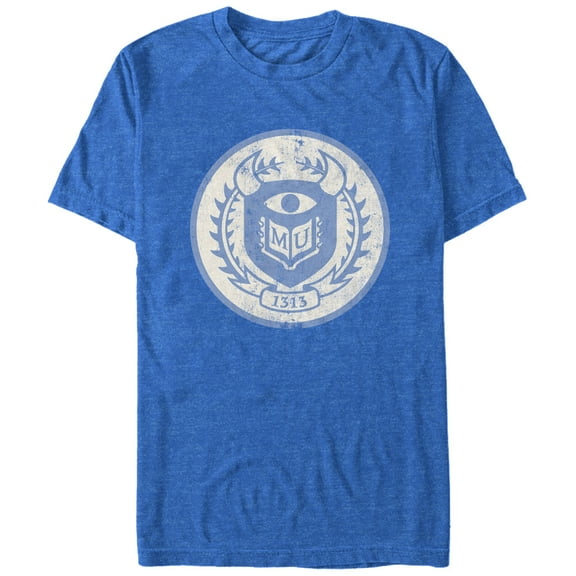 Men's Monsters Inc MU Crest  Graphic Tee Royal Blue Heather Medium