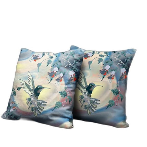 HomeRoots 485491 20 x 20 x 5 in. Yellow & Blue Bird Blown Seam Indoor & Outdoor Throw Pillow