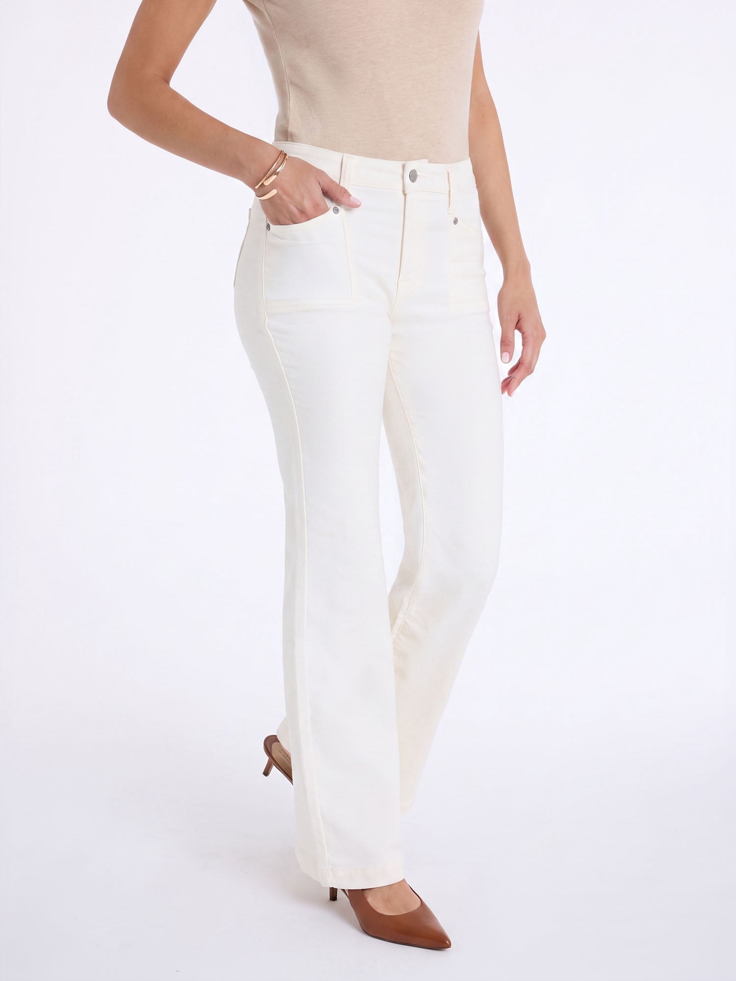 U.S. Polo Assn. Women's Patch Pocket Flare Knit Denim Pants