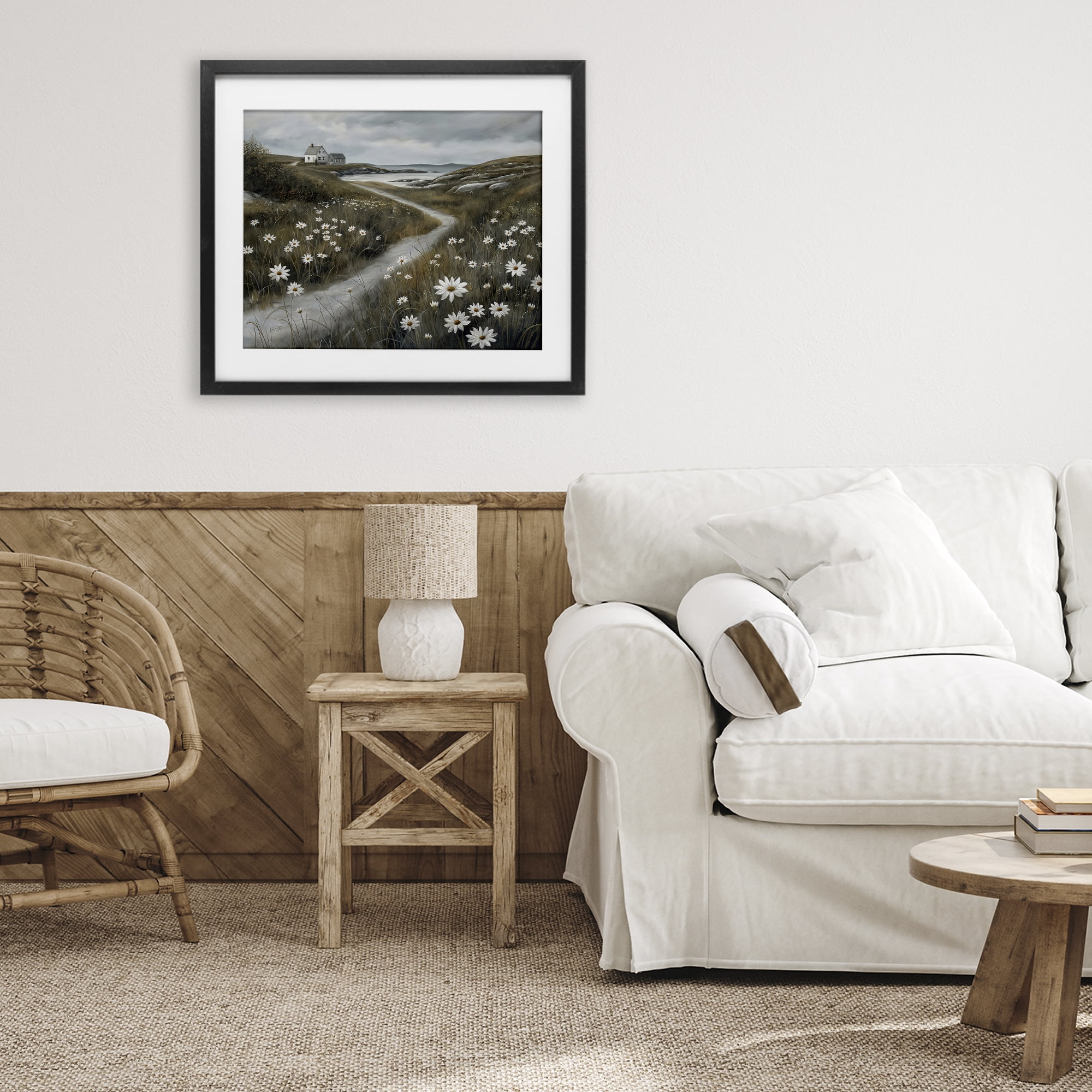 Stupell Industries Daisies Along Coastal Path Black Framed Print Under Glass, design by Imagine It Images