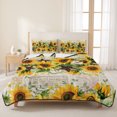 thumbnail image 3 of Twin XL Quilt Set 68''x98'', Sunflower Lightweight Bedspread Coverlet Set with 2 Pillow Shams, Yellow Spring Floral Summer Botanical Rustic Breathable All Season Quilt Bedding for Dorm/Guest Room, 3 of 9