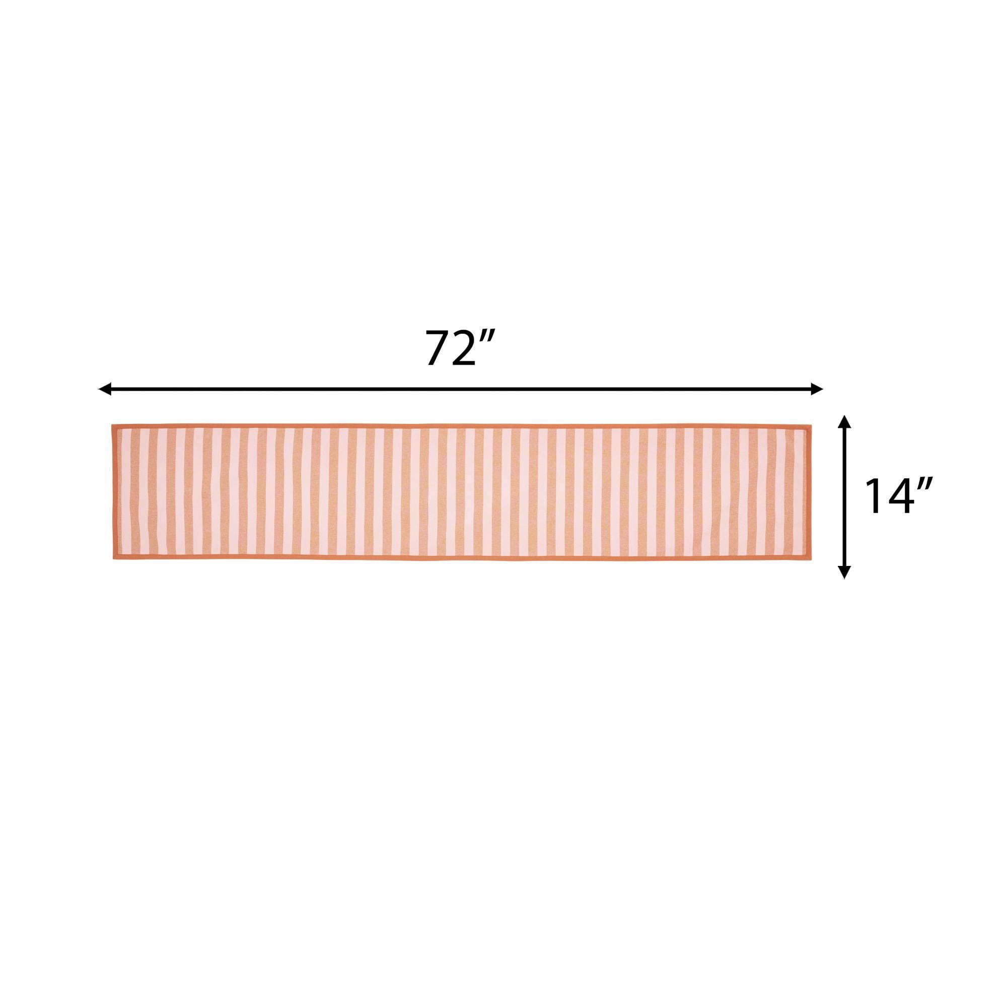 Beautiful Yarn Dyed Stripe Table Runner by Drew Barrymore, Coral Rose, 72"W x 14"L