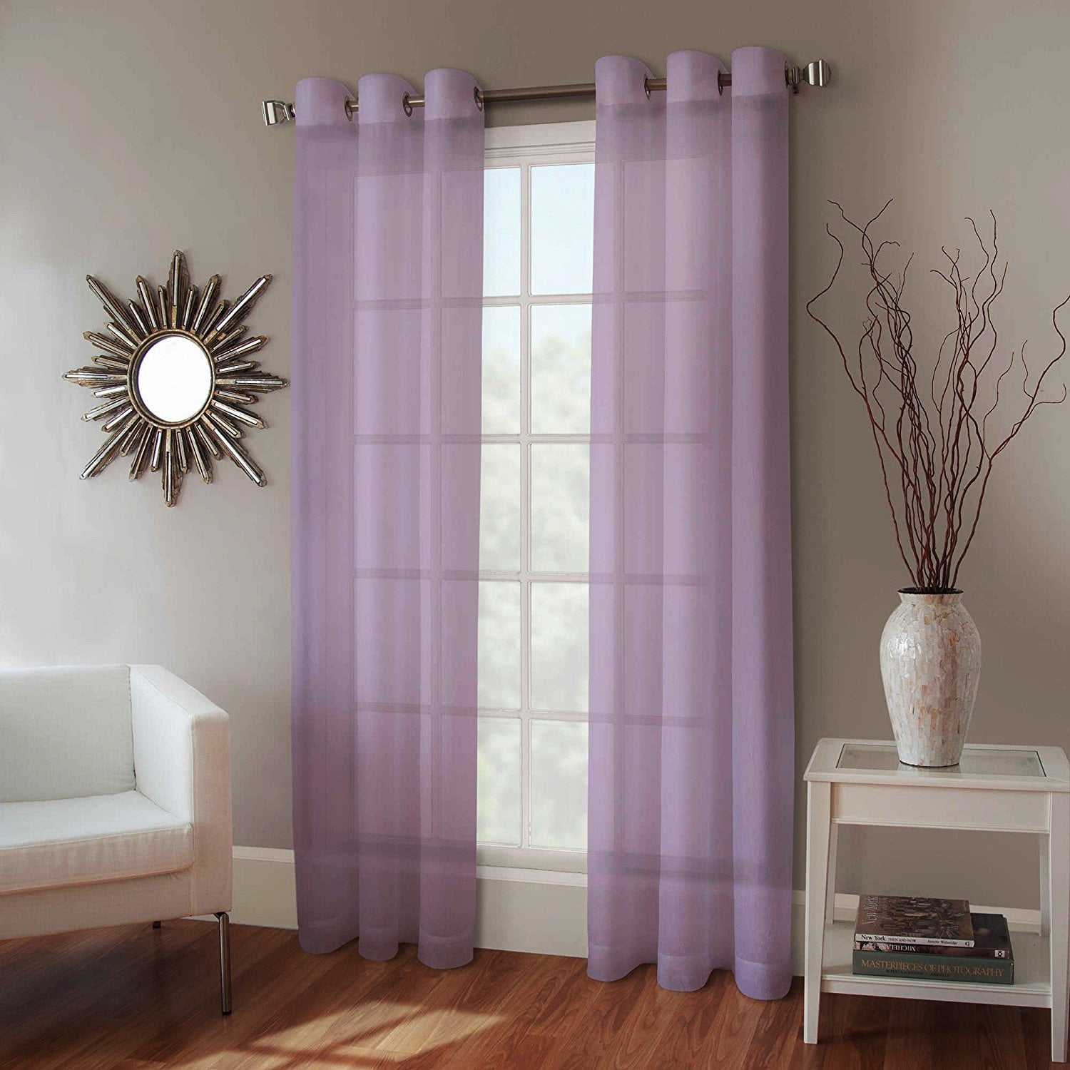 BRAND NEW Whole Home Sheer Panel ONE 59" x 63" PLATINUM VOILE PANEL Lilac 