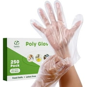 Comfy Package Poly Plastic Gloves Disposable Latex Free Food Prep Gloves, 250-Pack