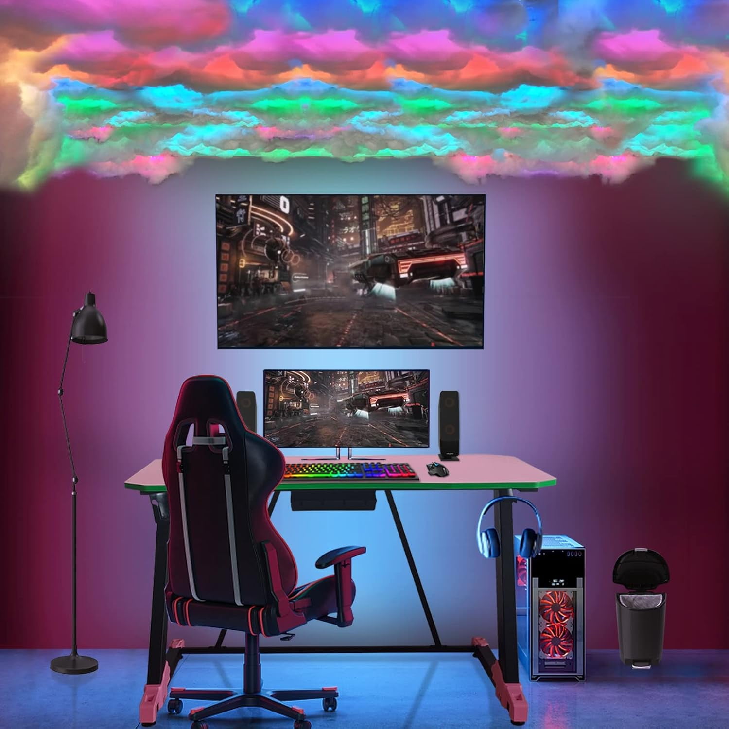 DIY Thunder Cloud Mood Light 16ft Adjustable Brightness & Color Decorative Background Atmosphere Household Party DJ Night Lighting Gaming