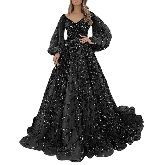 HCURIBAD Clearance! 2024 New Womens Gold Evening Dresses Sexy Queen Gowns Long Dresses 1*Skirt Black S