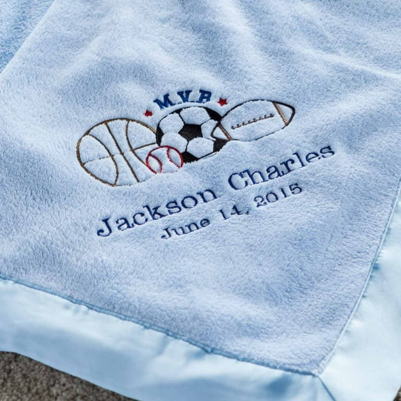 Personalized M.V.B Blue Baby Blanket