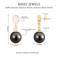 thumbnail image 4 of Rosec Jewels Tahitian Pearl Drop Earrings with Moissanite for Women - 5X7 mm - AAA Grade, 18K Yellow Gold, 4 of 7