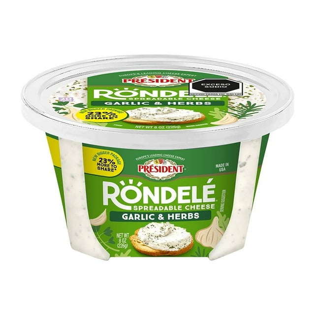 Queso untable Président Rondelé Ajo y hierbas 226 gr