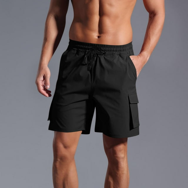 pstuiky Pantalones cortos para hombre, Pantalones cortos casuales de moda para hombre, de color liso, con bolsillo y cintura elástica. Pantalones cortos de golf