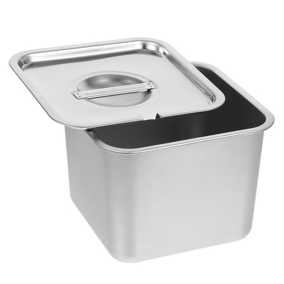 LEORX Stainless Steel Ice Tub Freezer Ice Container Airtight Storage with Cover for Homemade Yogurt