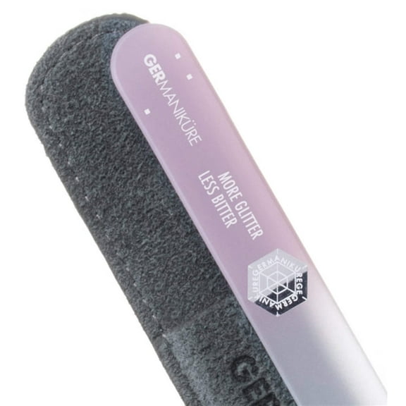 GERMANIKURE Czech Crystal Glass Nail File in Suede Leather Case - More Glitter Less Bitter - Professional Manicure & Pedicure Products for Smooth Easy Shaping of Natural Nails
