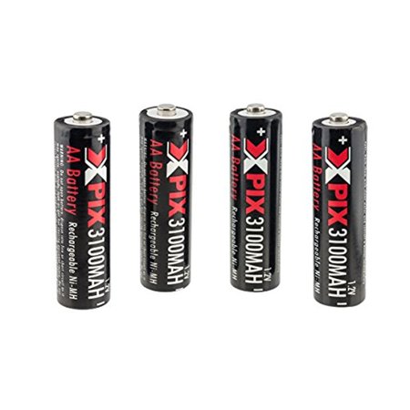 XPIX 4-Pack Ultra High Capacity AA Rechargeable NiMH Battery 3100MaH for Digital Camera