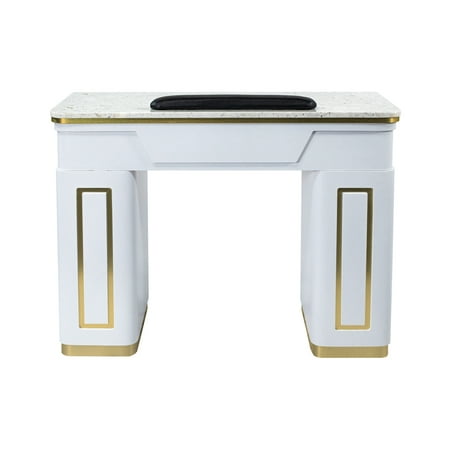 NAPA Manicure Table Nail Station for Beauty Salon Furniture & Equipment Marble Top & 1UV Hole Modern White/Gold