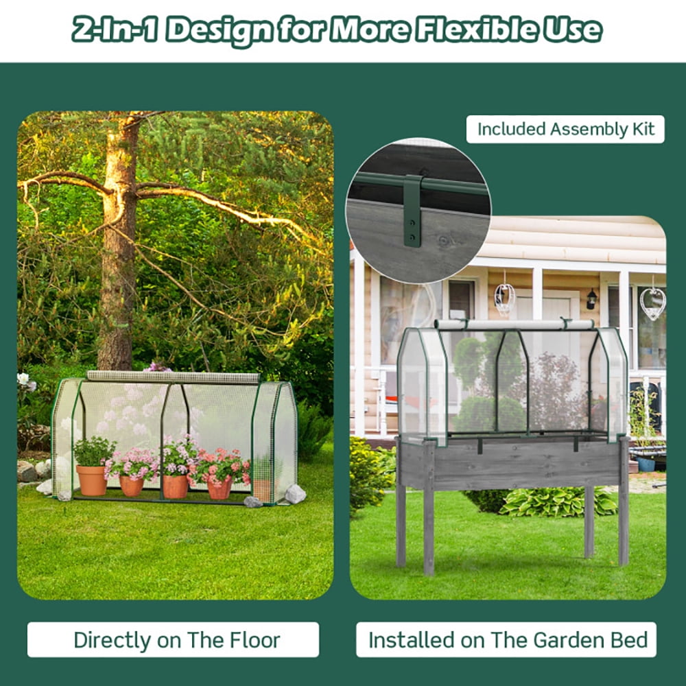 GVN 47.5 x 21.5 x 24 Inch Mini Greenhouse with Roll-up Zipper Door, Walk-in Green House, Portable Greenhouse with Shelves for Planting and Storage