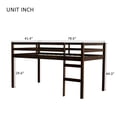 thumbnail image 3 of Solid Wood Twin Loft Bed Frame with Storage Space and High guardrail, Platform Bed Frame with Ladder and Strengthened Slats, Low Height Design, No Box Spring Needed, Espresso, 3 of 8