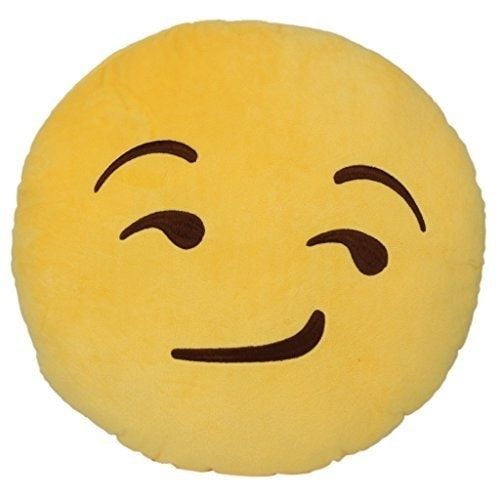 USA SELLER Emoji Pillow 11"Inch Large Pink Emoticon Yellow Heart with Ribbon 