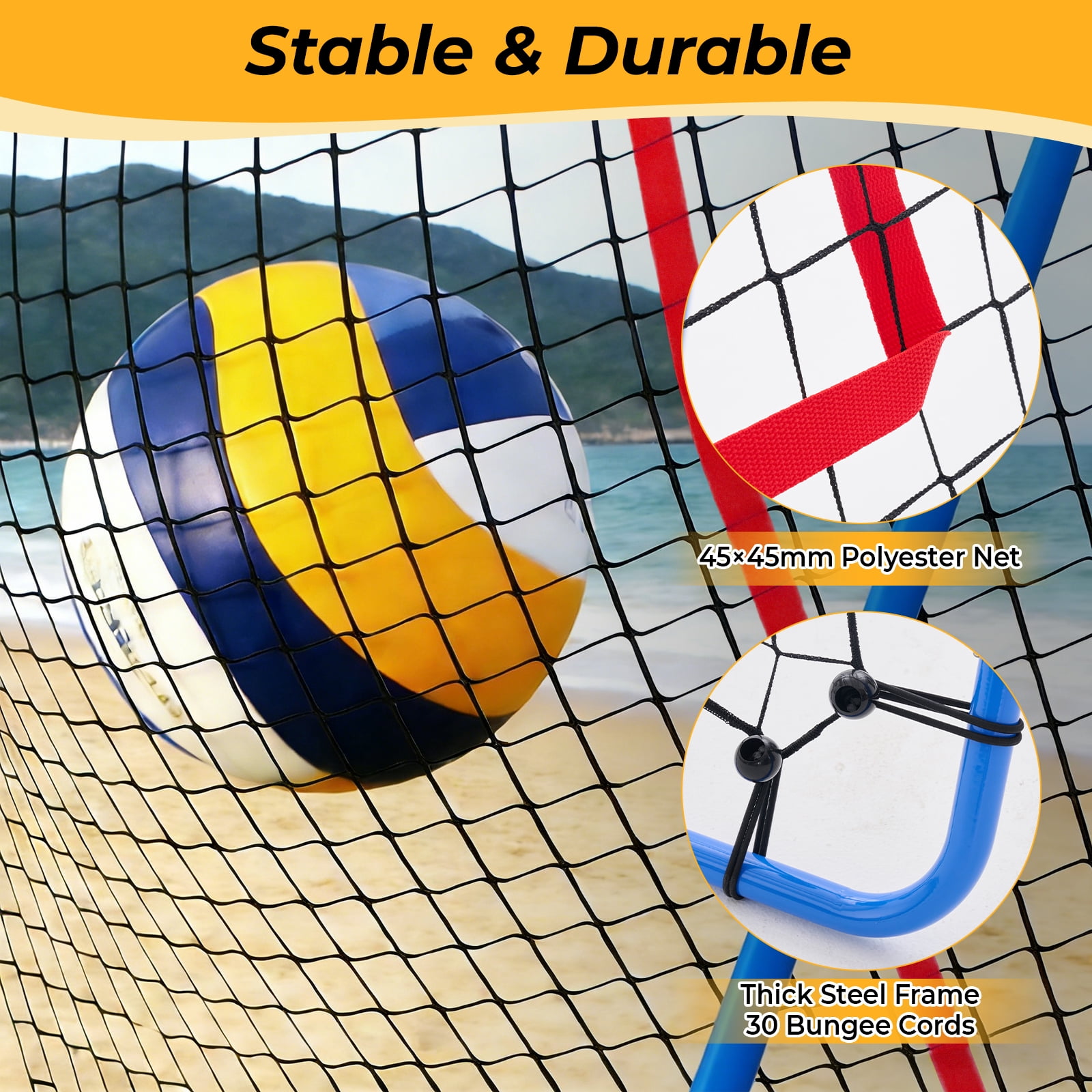 CONCETTA Volleyball Rebounder Net, Adjustable Angle Ball Return Equipment for Indoor Outdoor Use, Durable & Portable with Carry Bag