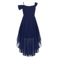thumbnail image 4 of Yartina Girls 3D Applique Bridesmaid Dress Off Shoulder Irregular Hem Wedding Birthday Formal Dress Navy Blue 16, 4 of 5