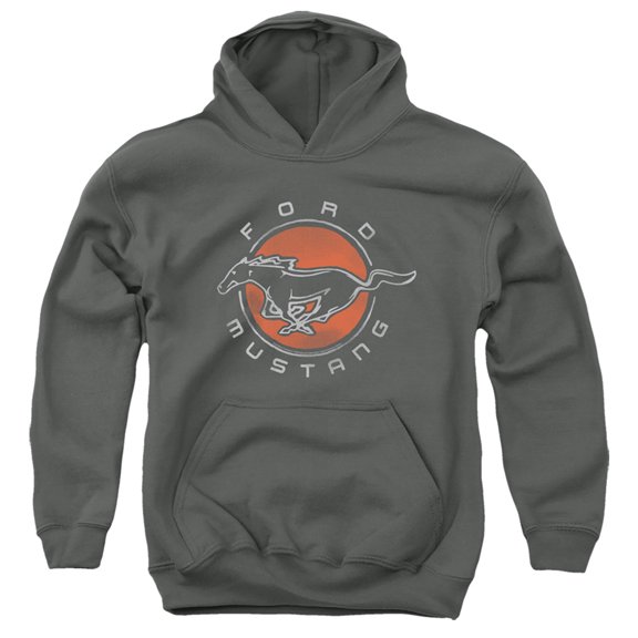 Ford Mustang Mustang Circle Youth Pullover Hoodie Sweatshirt Charcoal