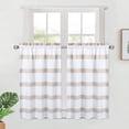 thumbnail image 1 of Haperlare 30"W x 36"L Striped Kitchen Curtains Blackout Waffle Weave Textured Half Window Treatment Set, Taupe, 2 Panels, 1 of 7