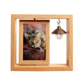 thumbnail image 1 of Animal ojo verde gato fotografía Marco giratorio de madera 4x6, 1 of 3