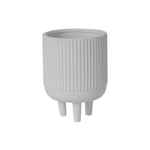 Three Legged Tabletop Plant Pot, with Line Texture Ceramics Flower Pot, for Room Balcony Garden Office Plants Container
