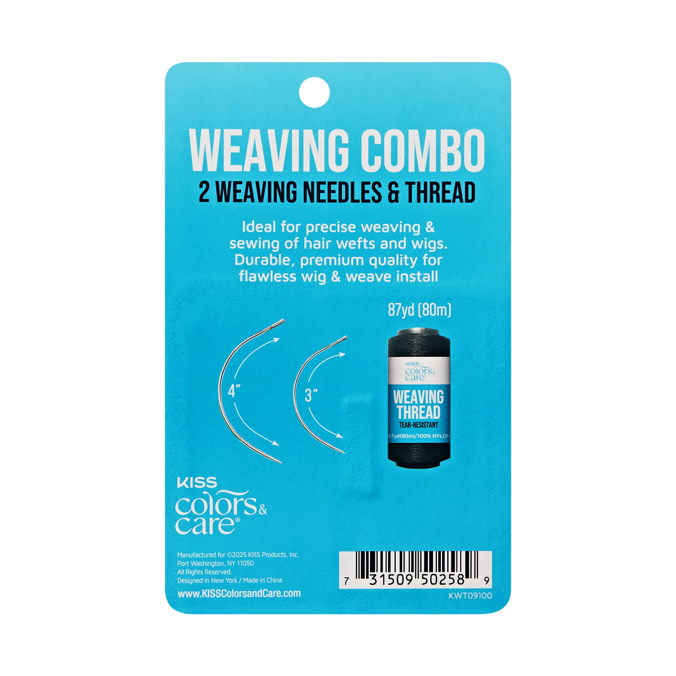 KISS Colors & Care Weaving Combo Break Resistant Needle & Thread Set, Age Group Adult, 87YD (80M)