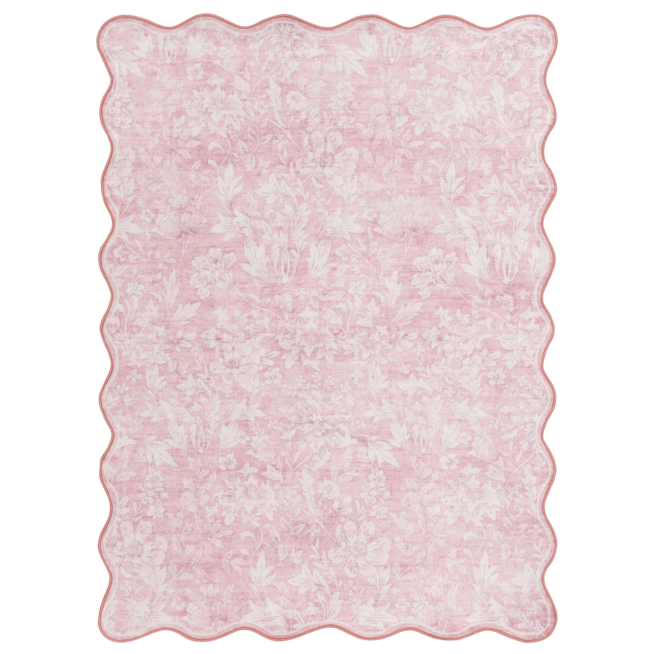 Mainstays Pink Feather Faux Fur Scalloped Indoor Area Rug, 4'x5'6"
