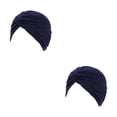 thumbnail image 4 of Qarigey Musulmanes Turbante Hijabs Gorras Cruz Pre-Atado Sombrero Indio Transpirable Elasticidad Beanie Chemo Cover Mujeres Headwear azul marino azul marino 2piezas Qarigey  CBP300381, 4 of 5