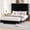 Black, variant on Zerduos Full Size Bed Frame 58" Tall Wingback Headboard, Velvet Upholstered Channel Tufted Bed with Silver Metal Trim, No Box Spring Needed, Black