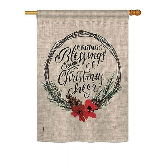 Breeze Decor BD-XM-H-114169-IP-BO-DS02-US Christmas Blessings Winter - Seasonal Christmas Impressions Decorative Vertical House Flag - 28 x 40 in.