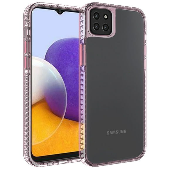 for Samsung Galaxy A22 5G Crystal Clear Rugged Shockproof Hybrid PC TPU Colorful Buttons Military Grade Protection Back Cover ,Xpm Phone Case [Rose Gold Pink]