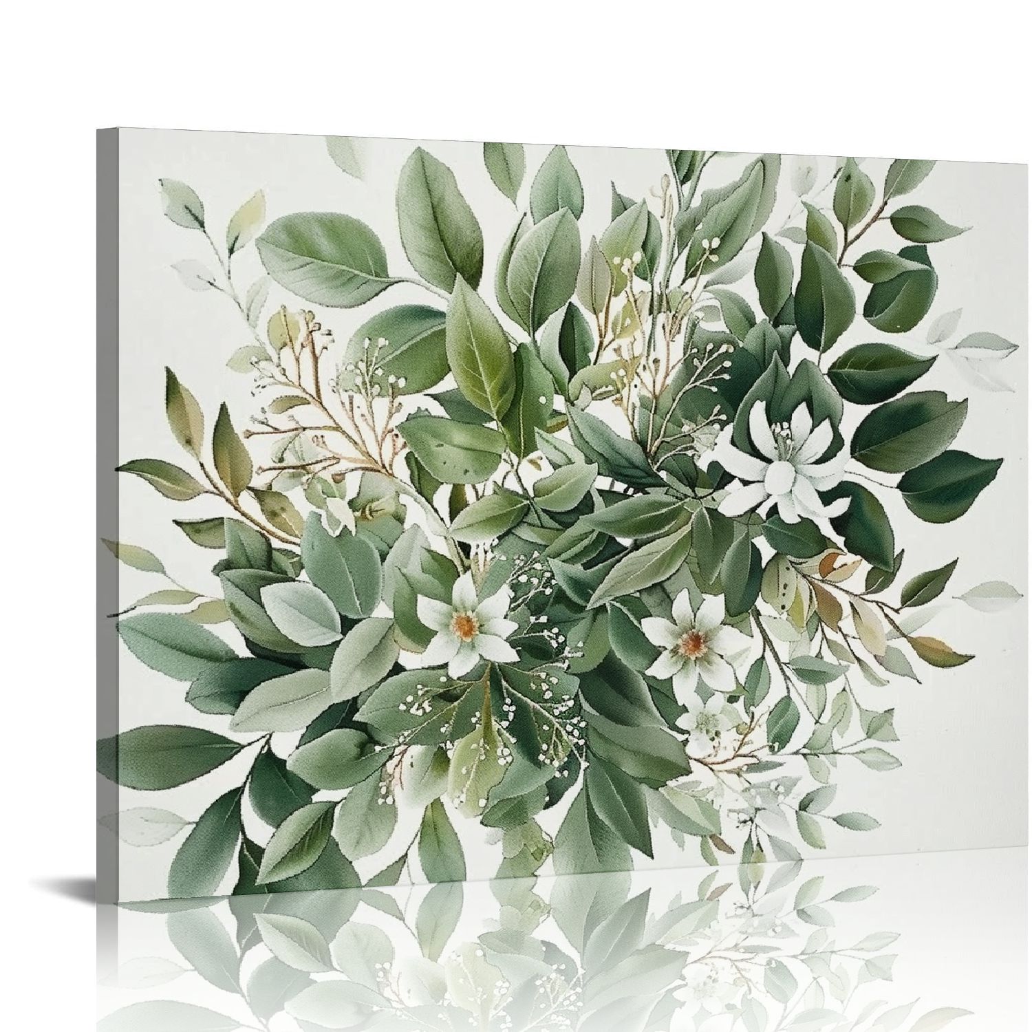 BCIIG Watercolor Botanical Wall Art Boho Floral Canvas Wall Decor Prints Sage Green Wildflower Wall Art Modern Flower Pictures Botanical Painting for Bedroom Bathroom ,20"x16" Unframed 20x16in