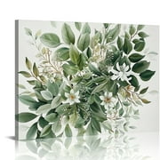 BCIIG  Watercolor Botanical Wall Art Boho Floral Canvas Wall Decor Prints Sage Green Wildflower Wall Art Modern Flower Pictures Botanical Painting for Bedroom Bathroom ,20"x16" Unframed 20x16in