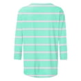 thumbnail image 6 of MNCEKFOD Womens Basic T Shirts Mid Length Sleeve Graphic Color Block Striped Tshirts Casual Crew Neck Classic Fit Tee Shirts Mint Green XL, 6 of 6
