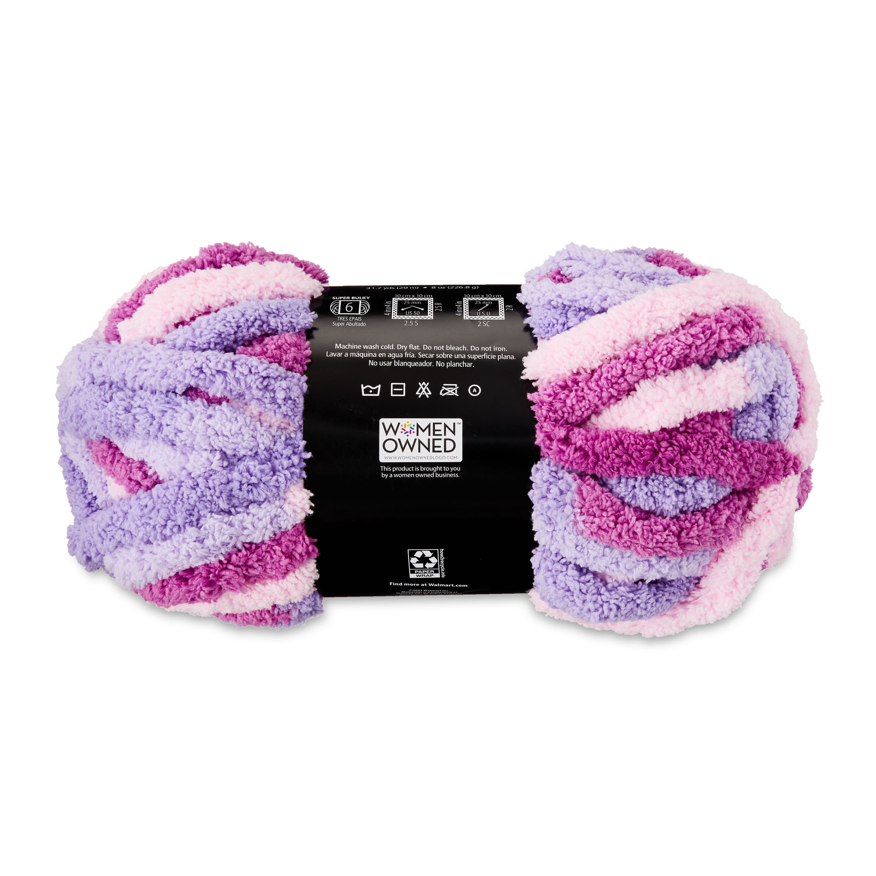 Mainstays Chunky Chenille Yarn, 31.7 yd, Soft Sorbet Multi, 100% Polyester, Super Bulky, Pack of 4