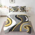 thumbnail image 2 of Feelyou Square Adult Bedding Comforter Set 7pcs, Grey Abstract Ombre King Bedding Sets, 2 of 8