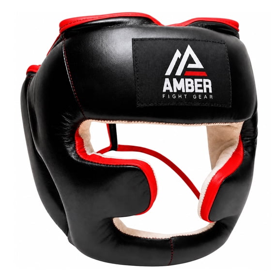 Professional Leather Boxing Headgear for Training, Sparring, Kickboxing, MMA, Muay Thai – Thick Padding with Cheek Protection, Adjustable Fit, Medium