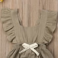 thumbnail image 2 of ITFABS Baby Girl Sleeveless Romper Ruffle Solid Color Square Beck Bow Jumpsuit, 2 of 5