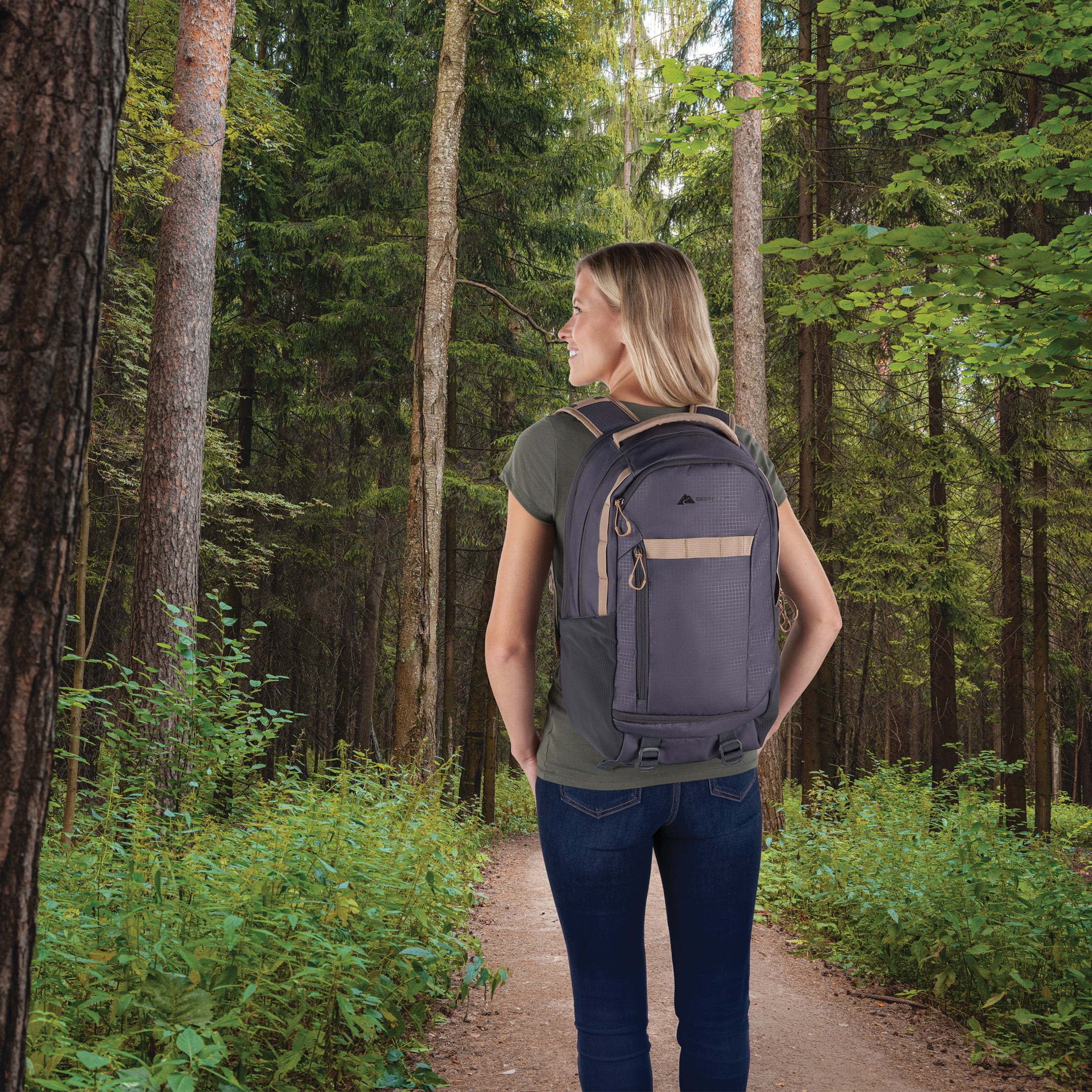 Ozark Trail 20L Adult/Teen Polyester Cedar Daypack Backpack with Padded Laptop Compartment, Gray