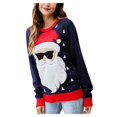 thumbnail image 2 of Women's Fashion Cute Round Neck Pullover Loose Christmas Sweater for Fall and Winter, Festive and Comfortable, Great as Christmas Sweaters for Women and Christmas Gifts,Dark Blue,Size L, 2 of 8
