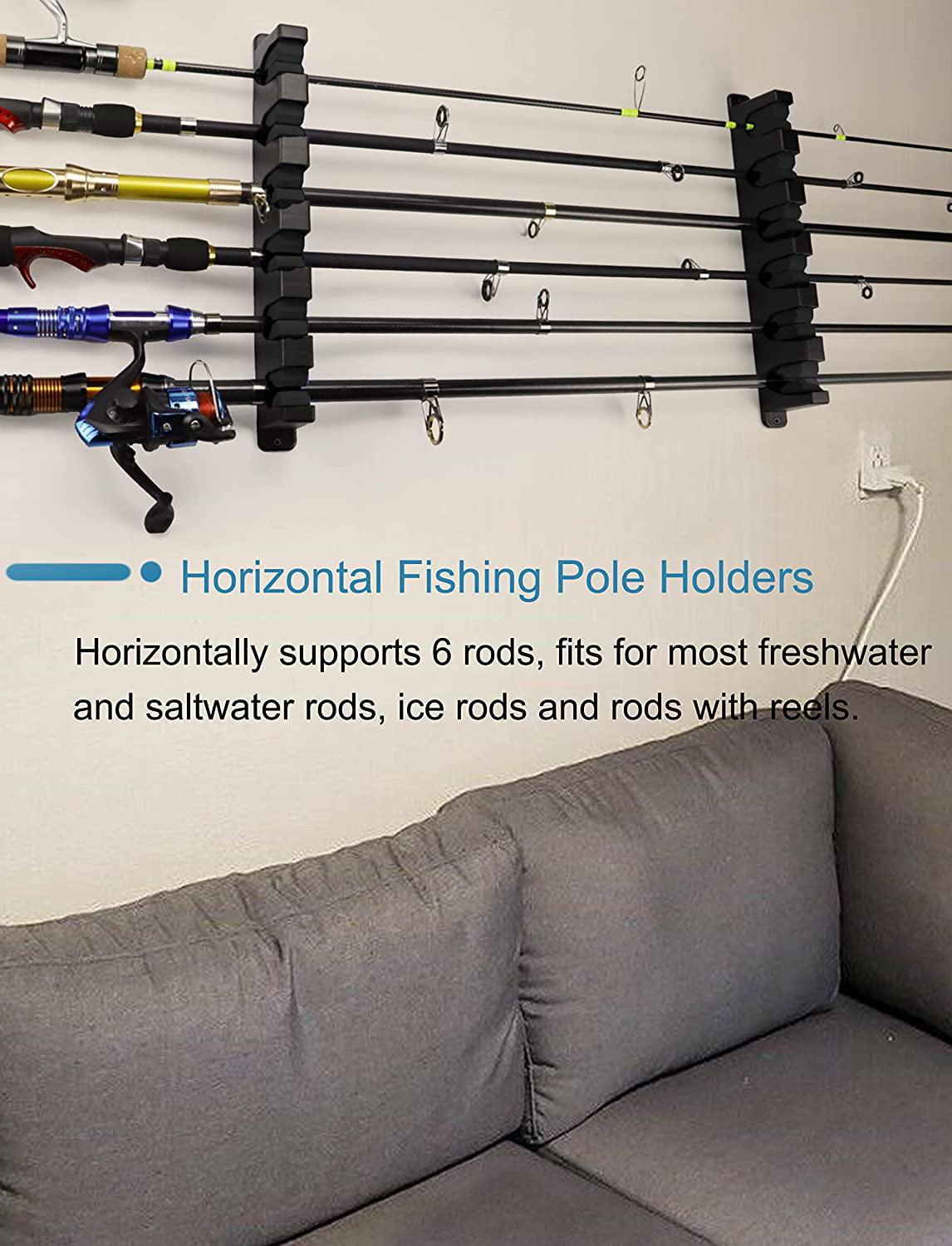  Huhudde Fishing Rack Wall Mounted Fishing Rod Holder  Horizontal Support 6-Rod Rack for Garage Storage Wear-Resistant Fishing  Rack Horizontal : Sports & Outdoors