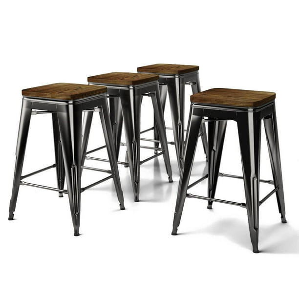 Vipek 24 Inch Metal Bar Stool Counter Height Barstools With Solid Wood Seat Set Of 4 Vipek 24 Inch Metal Bar Stool Counter, What Size Bar Stool For 36 Inch Table
