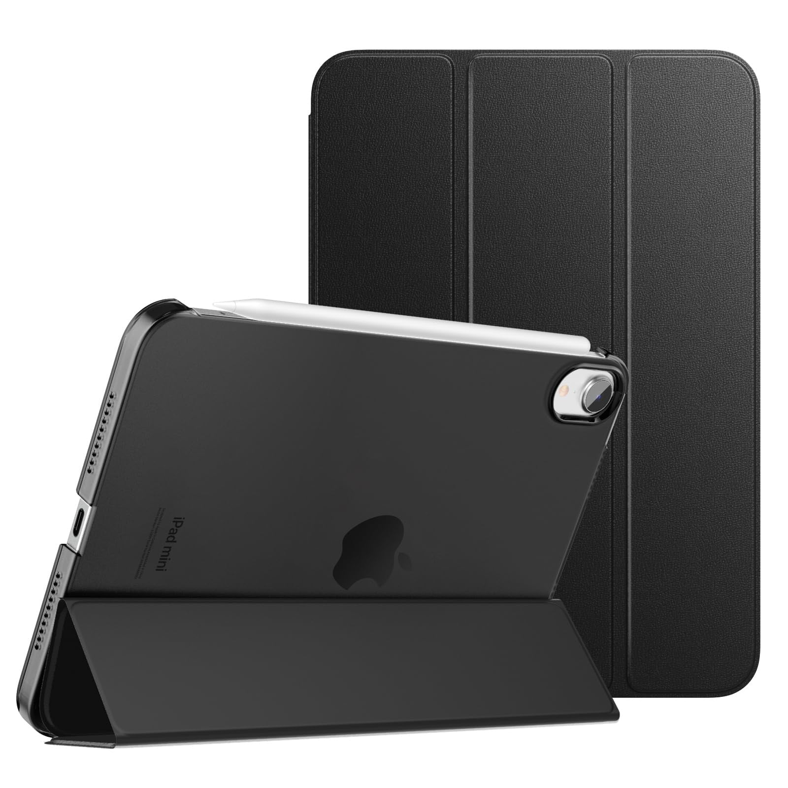 MoKo for iPad Mini 7 (A17 Pro) Case 2024,iPad Mini 6 Case 2021,8.3-inch iPad Mini 7th/6th Generation Case,Slim Lightweight Hard Back Shell Stand Cover for iPad Mini 2024 with Touch ID, Black