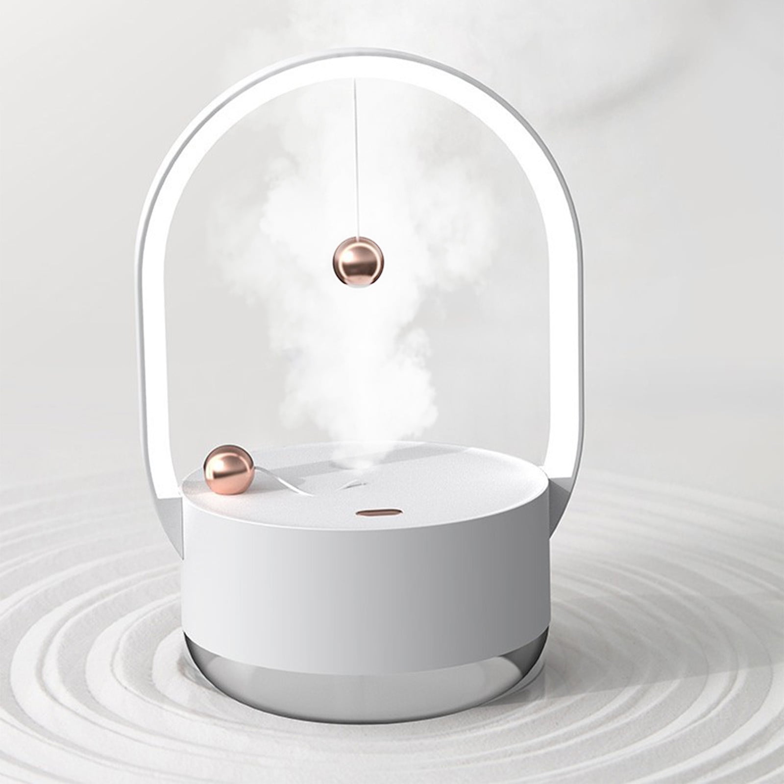 ​Portable Magnetic Ball Humidifier - 350ml USB Rechargeable Cool Mist Humidifier with Night Light - Auto Shut-Off, 8-Hour Runtime, Quiet Operation for Bedroom & Office (7.9")​​ White
