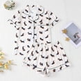 thumbnail image 2 of Afdoent Pajama Sets For Women Pajama Short Sleeve Shorts Printed Lapel Collar Soft Sleepwear Loungewear For Home Comfort Classic, 2 of 6