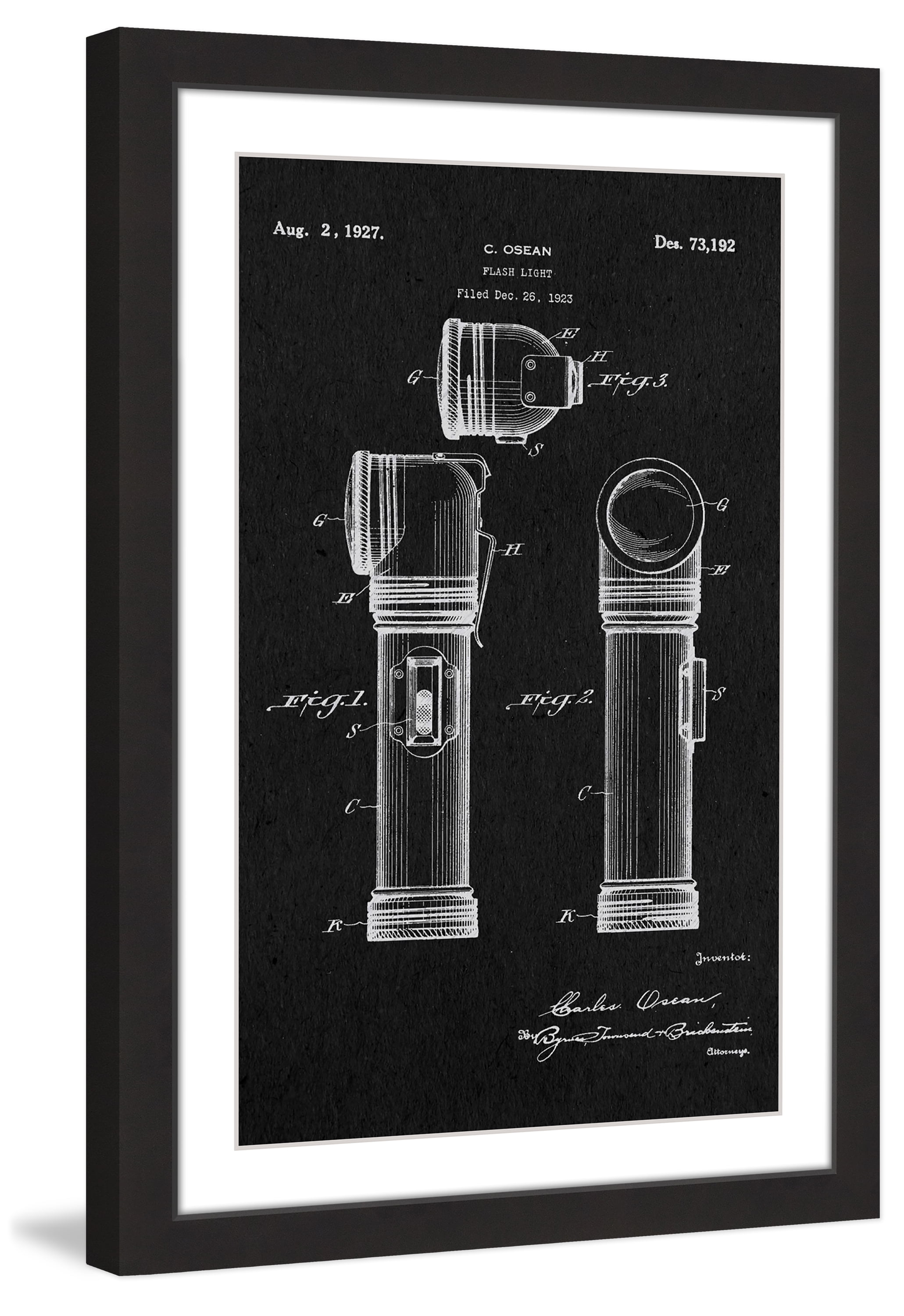 "Flashlight 1923 Black Paper" Framed Painting Print
