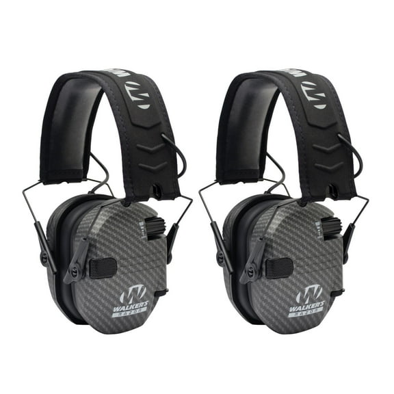 Walker's Razor Slim Electronic Shooting Muffs 2-Pack Bundle (Carbon Gray)